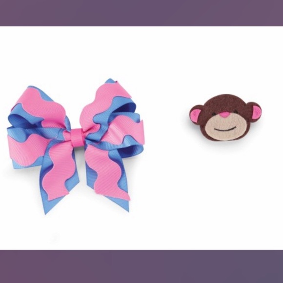 Mud Pie Safari Monkey girl’s pin hair bow - Picture 8 of 8